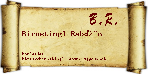 Birnstingl Rabán névjegykártya